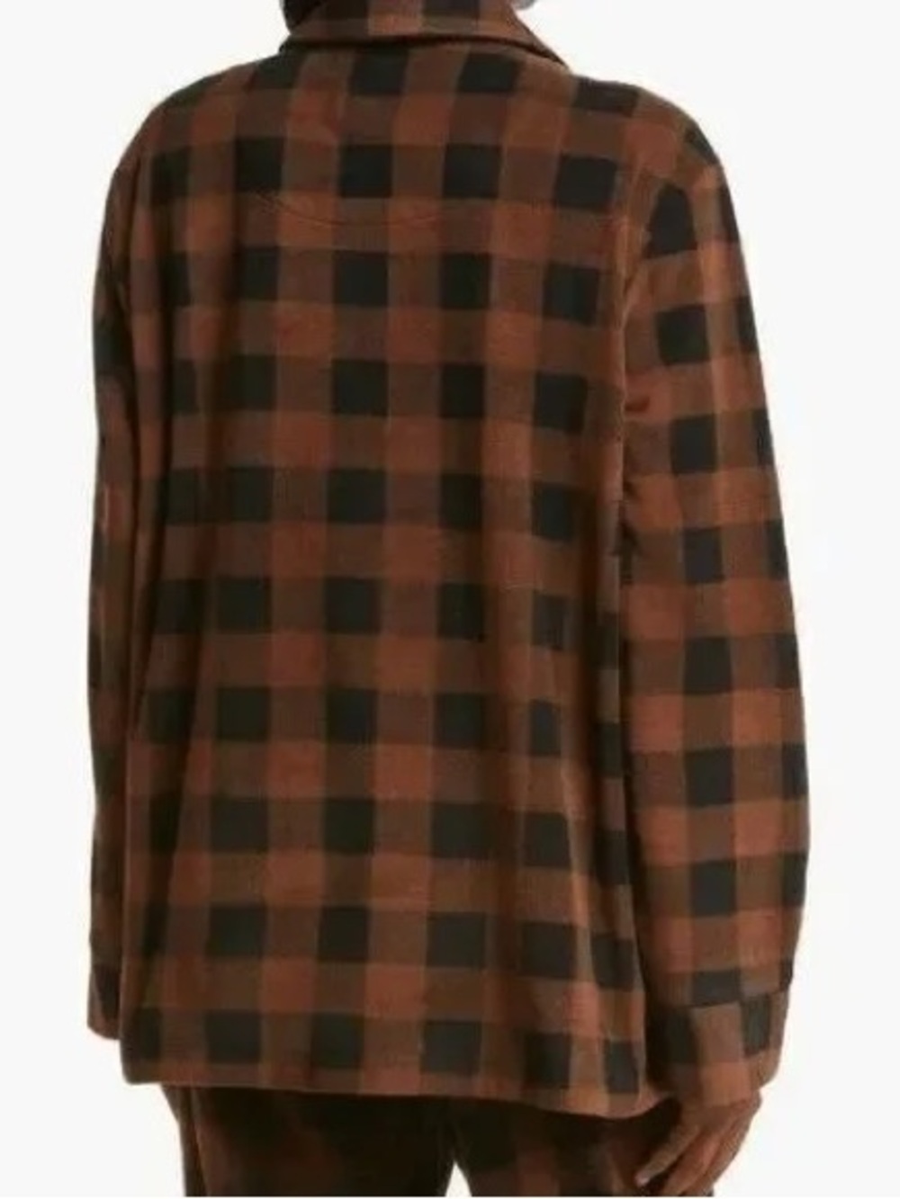 Skims. Buffalo Plaid Sleep Top. Brown/Black. Size XL. - Picture 2 of 10